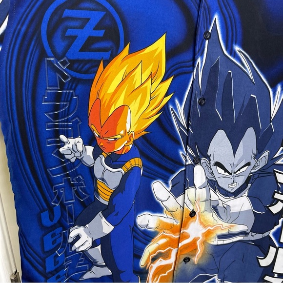 VINTAGE DRAGONBALL Z ANIME VEGETA ALL OVER BUTTON DOWN Sz M - Picture 5 of 7